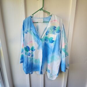 Vintage Play Alegre Pants Blue Baggy Tie Die Hand Painted Art Wear Size M/L